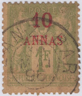 French Offices Zanzibar 1894-96 Used Sc 10 10a On 1fr Peace And Commerce - Gebruikt