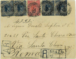 P0404 - BRAZIL - POSTAL HISTORY - REGISTERED COVER To  ITALY 1902  Return Notice - Brieven En Documenten