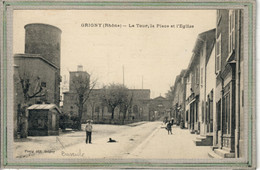 CPA - (69) GRIGNY - Aspect De La Bascule ( Poids Public ) à L'entrée Du Bourg Et De La Place De L'Eglise En 1919 - Grigny