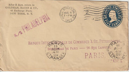 Entier 1909 Des Etats Unis Pour La France Par Bateau Philadelphia - 1901-20