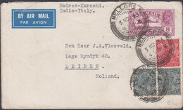 1933. INDIA. Envelope  GEORG V 8 ANNAS AIR MAIL + 2 Ex THREE PIES + 3 As From NELLORE 5 NOV 33 To Leiden, ... - JF427225 - Autres & Non Classés