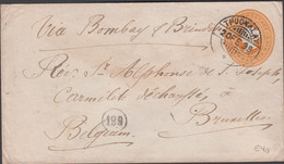 1899. INDIA. Envelope VICTORIA TWO ANNAS SIX PIES Via Bombay & Brindisi To Belgium From THUCKALAY 20 FE.99... - JF427492 - Andere & Zonder Classificatie