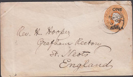 1902. INDIA. Envelope (tears)  VICTORIA INDIA POSTAGE ONE ANNA To St. Neots, England 24SE 02. Reverse Arri... - JF427494 - Otros & Sin Clasificación