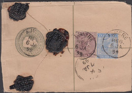 1899. INDIA. Envelope (cut)  VICTORIA INDIA REGISTRATION TWO ANNAS + ONE ANNA + TWO ANNAS VICTORIA Stamps ... - JF427495 - Sonstige & Ohne Zuordnung