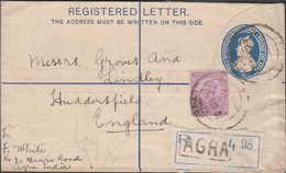 1924. INDIA. Envelope GEORG V INDIA REGISTRATION TWO ANNAS POSTAGE ONE ANNA Cancelled AGRA 19 SEP 24. To H... - JF427499 - Sonstige & Ohne Zuordnung