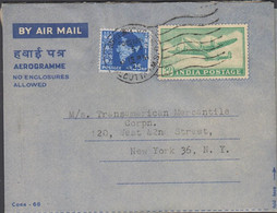 1963. INDIA. AEROGRAMME 50 NP AIR PLANE + 25 NP. Cancelled BOMBAY 2 3 63 To USA.  - JF427517 - Andere & Zonder Classificatie