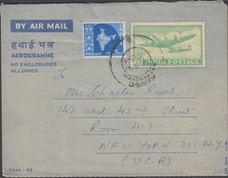 1963. INDIA. AEROGRAMME 50 NP AIR PLANE + 25 NP. Dated 21. 8. 63 To USA.  - JF427519 - Autres & Non Classés