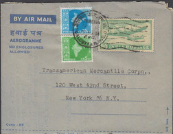 1963. INDIA. AEROGRAMME 50 NP AIR PLANE + 20 +5 NP. Dated 22. 2. 63 To USA.  - JF427520 - Andere & Zonder Classificatie