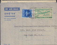 1963. INDIA. AEROGRAMME 50 NP AIR PLANE + 25 NP. Dated 27. 6. 63 To USA.  - JF427522 - Andere & Zonder Classificatie