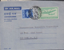1963. INDIA. AEROGRAMME 50 NP AIR PLANE + 25 NP. Cancelled BOMBAY 10 9 63 To USA.  - JF427523 - Other & Unclassified