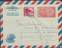 1971. INDIA. AEROGRAMME 85 P AIR PLANE + REFUGEE RELIEF Stamp To USA.  - JF427533 - Other & Unclassified