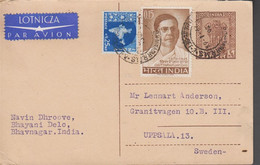 1966. INDIA. POST CARD 6 NP + 25 NP + 0,15 CHITTARANJAN DAS To Sweden Dated Bhavnagar 29-1-6... (michel 403+) - JF520040 - Other & Unclassified