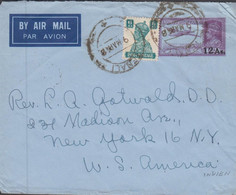 1948. INDIA. BY AIR MAIL ENVELOPE Georg VI 14 A Overprinted 12 As + GEORG VI 6 AS To USA Cancelled TENALI ... - JF426633 - Altri & Non Classificati