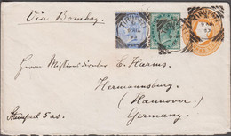 1893. INDIA. TWO ANNAS SIX VICTORIA Envelope With Additional HALF ANNA + TWO ANNA Victoria To... (Michel 35+) - JF525643 - Otros & Sin Clasificación