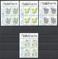 Lars Sjööblom. Denmark 2006. Spring Flowers. Michel 1423-1426. Plate Blocks MNH. Signed. - Blokken & Velletjes