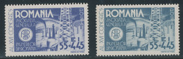 RUMÄNIEN 1945, Ingenieur-Kongress Bukarest 55 L. + 45 (L) Graublau, Postfr. Kab.-Stück, ABART: Fehlfarbe Preussisch Blau - Varietà & Curiosità