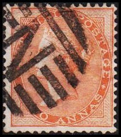 1865-1873. INDIA. Victoria. TWO ANNAS. With Watermark Elephanthead. Interesting Cancel. - JF521593 - 1858-79 Kolonie Van De Kroon