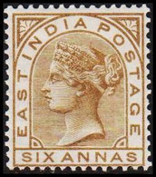 1874-1876. INDIA. Victoria. SIX ANNAS. EAST INDIA POST.  - JF521604 - 1858-79 Kolonie Van De Kroon