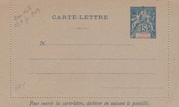 CONGO FRANCAIS CARTE LETTRE GRISE 13 X 8 ENTIER POSTAL ALLEGORIE 15 BLEU - Autres & Non Classés