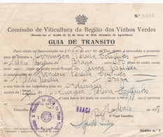 MY BOX 2 - PORTUGAL COMMERCIAL DOCUMENT  - BRAGA - WINE TRANSPORT GUIDE 1938 - Portugal