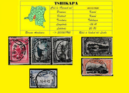 TSHIKAPA BELGIAN CONGO / CONGO BELGE =  CANCELATION STUDY X 6 STAMPS 1921/1934 PERIOD [H] - Variedades Y Curiosidades