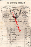21- DIJON- FACTURE MAGASIN AU PAUVRE DIABLE -55 RUE LIBERTE-104 RUE GODRANS- BONNETERIE CONFECTION-SEMEUR- 1912 - Kleidung & Textil