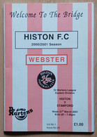 Histon FC Vs Stamford FC England Football Match Program - Libri