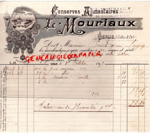 21- GENLIS- RARE FACTURE L. MOURIAUX-CONSERVES ALIMENTAIRES-MAGNAT DEBON- A M. AMIOT EPICERIE JOIGNY 1899 - Old Professions