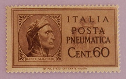 ITALIE PNEUMATIQUES YT 14 NEUF**MNH "DANTE"  ANNÉE 1933 - Pneumatic Mail