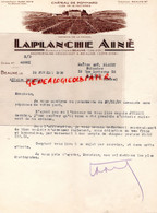 21- BEAUNE- RARE LETTRE LAPLANCHE AINE- CHATEAU DE POMMARD-A MAITRE PLATET HUISSIER- 12 RUE LANTERNE  LYON-1938 - Food