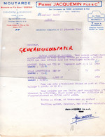 21- MEURSAULT- RARE LETTRE PIERRE JACQUEMIN FILS-MOUTARDE VIN BLANC MEURSO-CORNICHONS BOURGOGNE-1949 - Food