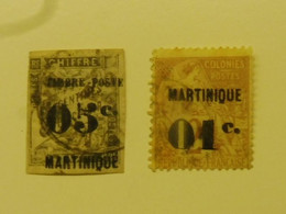 MARTINIQUE - 1891 Chiffre Taxe N° 18 H ° + MARTINIQUE 1888/91 N° 7 - Timbres-taxe