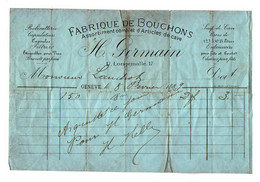 VP21.016 - 1889 - Facture - Fabrique De Bouchons H. GERMAIN à GENEVE - Suiza