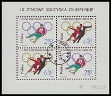 POLAND 1964 Mi Bl. 32 IX Winter Olimpic Games Innsbruck Mini Sheet; Figure Skating, Sleighing / Cancelled - Winter 1964: Innsbruck