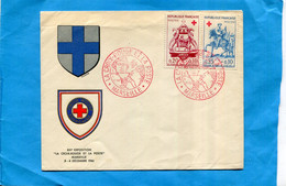 CROIX ROUGE -Paire N°1278-9- Oblit3.4 1960 - Croix Rouge Et La Poste Enveloppe Avec Blasons Croix  Rouge Et Marseille - Red Cross