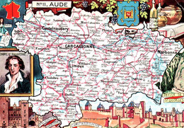 15109 Carte Géographique Départementale Département De AUDE  11  (Recto-verso) 11 Blason - Other & Unclassified