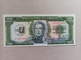 Billete De Uruguay De 500 Pesos, Año 1975, Serie A, UNC - Uruguay