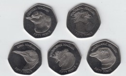Falkland Island Coins Penguins Set Of 5, 2018 50p Coins -  Uncirculated - Falklandinseln