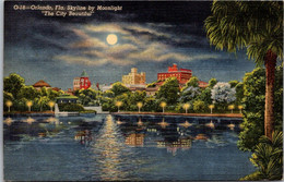 Florida Orlando Skyline By Moonlight Curteich - Orlando