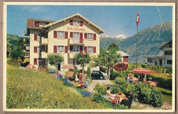 CPSM SUISSE - UNTERBÄCH - Hôtel Edelweiss - TB PLAN Façade Etablissement Terrasse ANIMATION AUTOMOBILES 1962 - Unterbäch