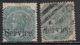British East India Used Service, 1867, Four Annas Shades, Official - 1854 Compañia Británica De Las Indias
