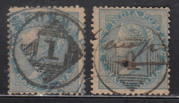 '1' Madras X 2 Diff. Varity Madras Circle/ Cooper / Renouf Type 9, British East India Used, Early Indian Cancellations - 1854 East India Company Administration