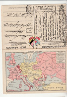 Carte En Franchise Drapeaux / Correspondance  Militaire, Double Avec Cartes Géographiques, 1915 - Storia Postale