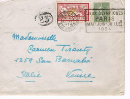 MARQUE POSTALE -  JEUX OLYMPIQUES 1924 - RUE LA BOETIE - 21-06-1924 - AFFRANCHISSEMENT 1,15 Cts - - Verano 1924: Paris