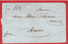 Lettre  PP Renau/  Juin 1848 / Moutier Cachet D'arrivée - ...-1845 Préphilatélie