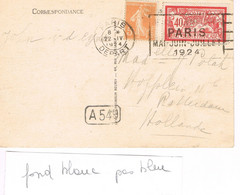 MARQUE POSTALE -  JEUX OLYMPIQUES 1924 - PARIS DEPART - 22-04-1924 - AFFRANCHISSEMENT 45 Cts - - Estate 1924: Paris