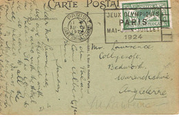 MARQUE POSTALE -  JEUX OLYMPIQUES 1924 - GARE ST LAZARE - 21-04-1924 - AFFRANCHISSEMENT 45 Cts - - Summer 1924: Paris