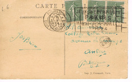 MARQUE POSTALE -  JEUX OLYMPIQUES 1924 - GARE ST LAZARE - 03-06-1924 - AFFRANCHISSEMENT 45 Cts - - Ete 1924: Paris