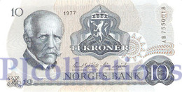 NORWAY 10 KRONER 1977 PICK 36c AUNC - Norwegen