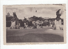 18718 " TORINO-PONTE UMBERTO I E MONTE DEI CAPUCCINI " ANIMATA -AUTO ANNI '30-VERA FOTO-CART. POST. SPED.1933 - Ponti